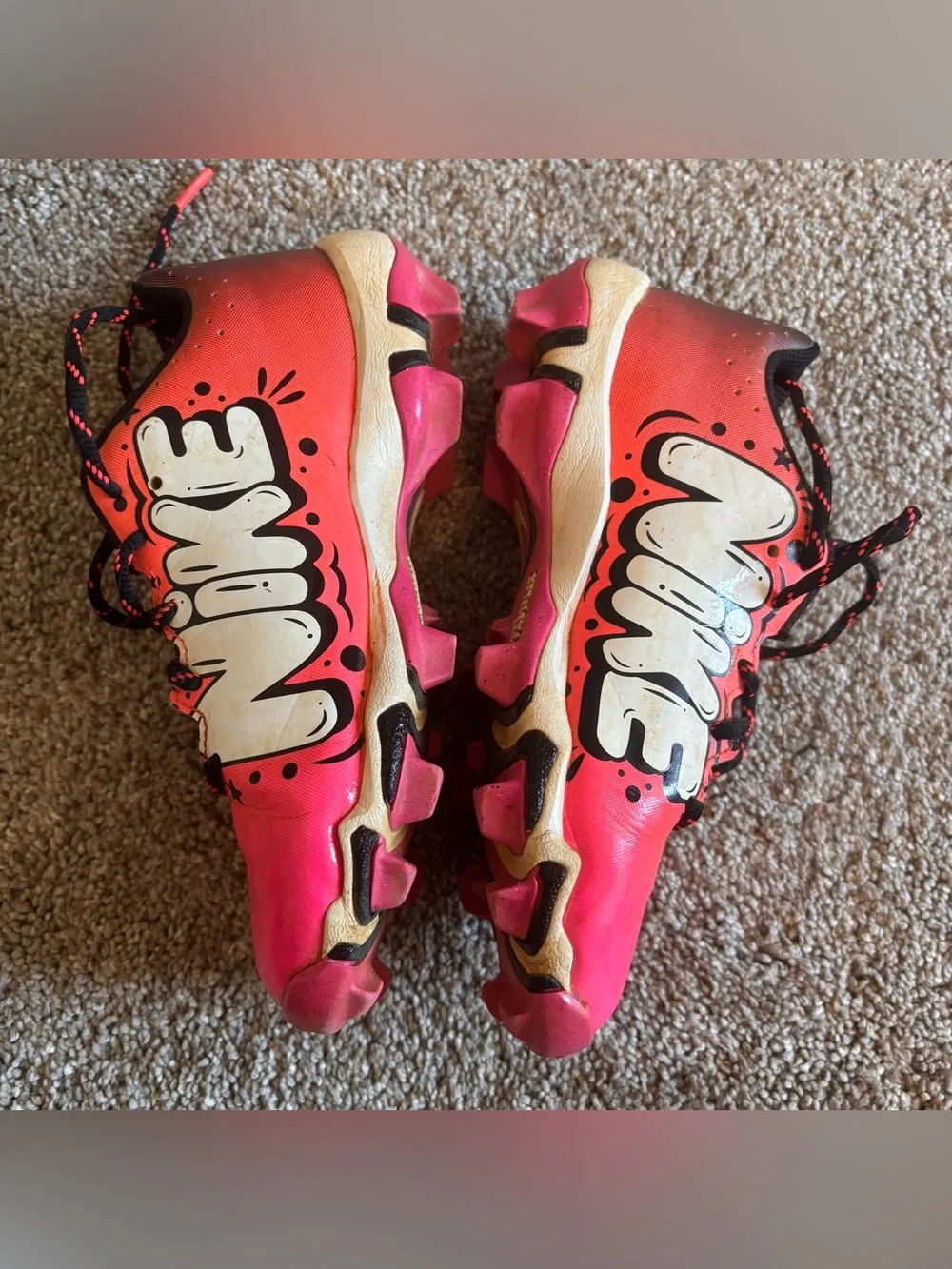 Nike Diamond Softball Cleats Pink Black Girls Size 3Y Molded Studs